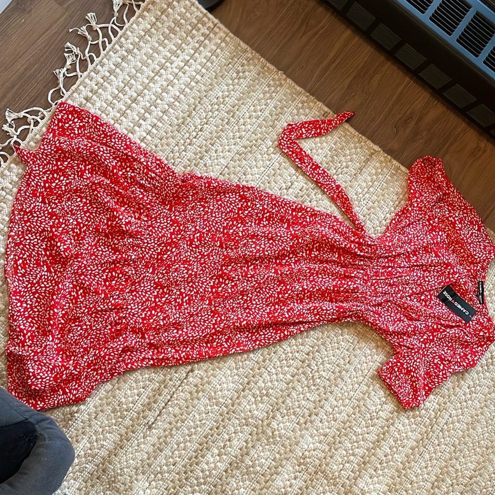 Red and white summer dress
